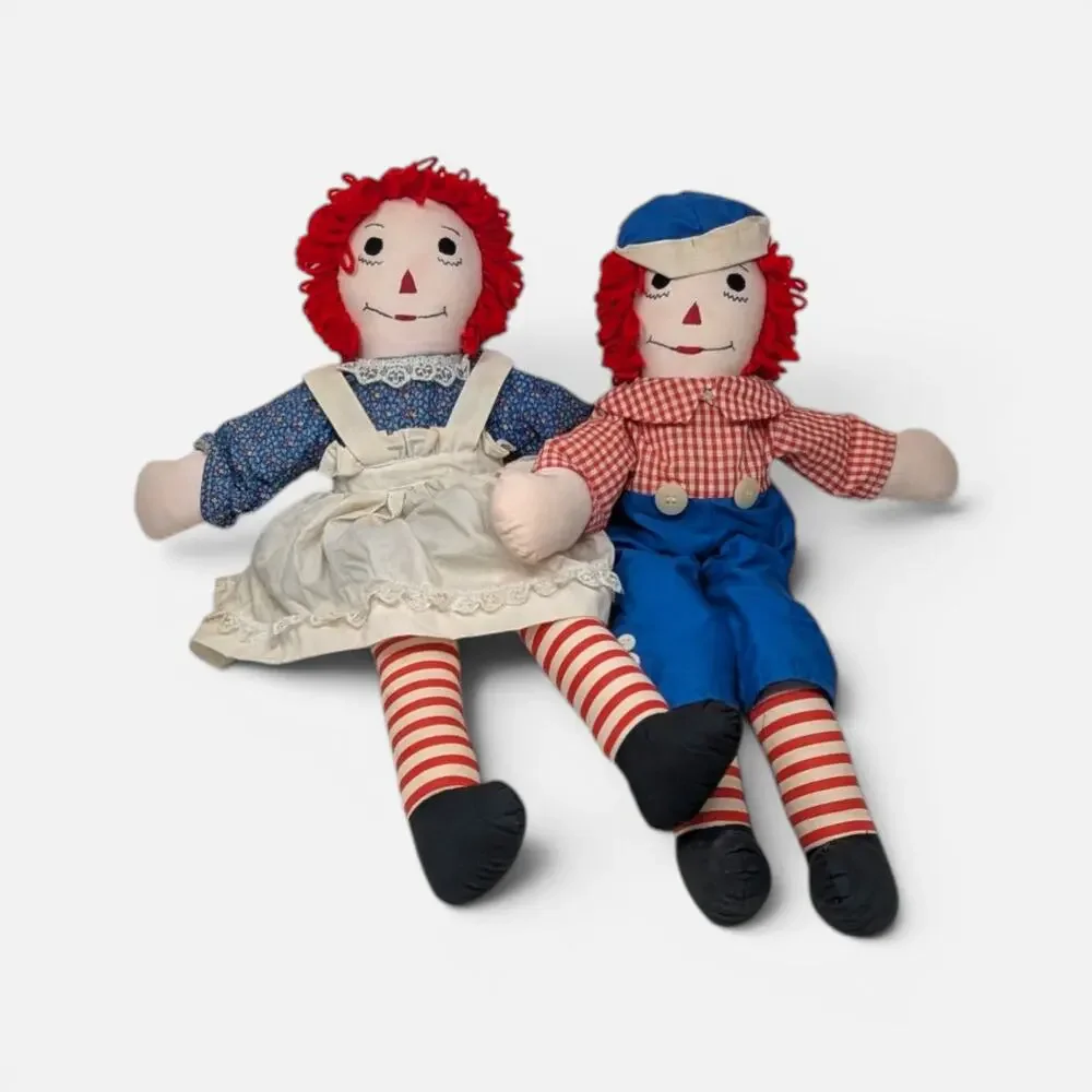 Vintage Handmade Raggedy Ann and Andy Dolls